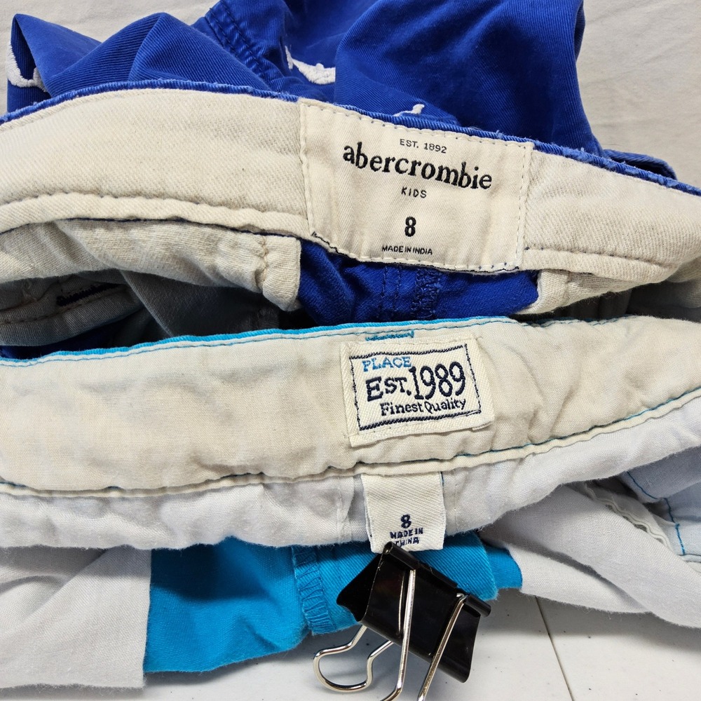 Abercrombie Kids Childrens Place Shorts Boys Size 8 Blue Whale Chino 2 Pack - Picture 8 of 8